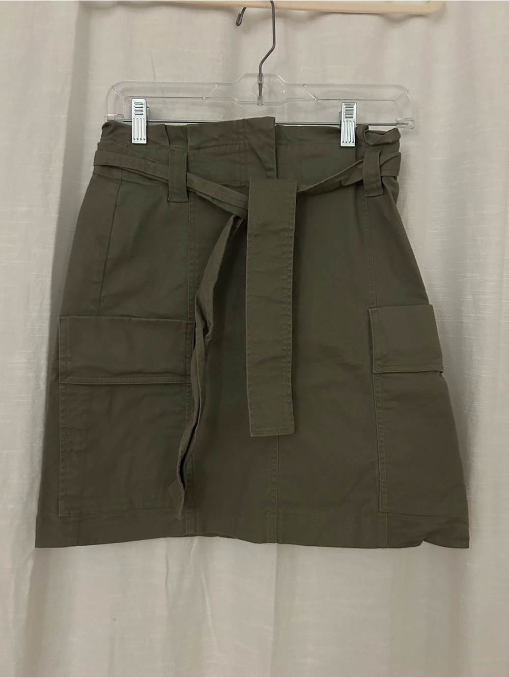 LOFT Olive Green Utility Skirt with Waist Tie